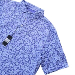 Straight Down Performance Polo Tropical Flower Print Size Large